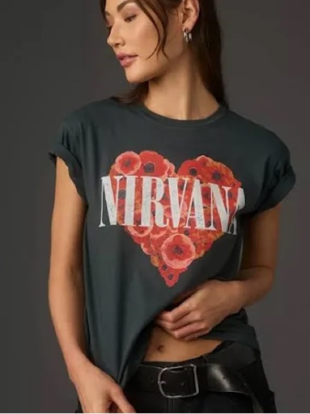 Letluv for Anthropologie Nirvana Heart Graphic T-Shirt Size XXS NWT